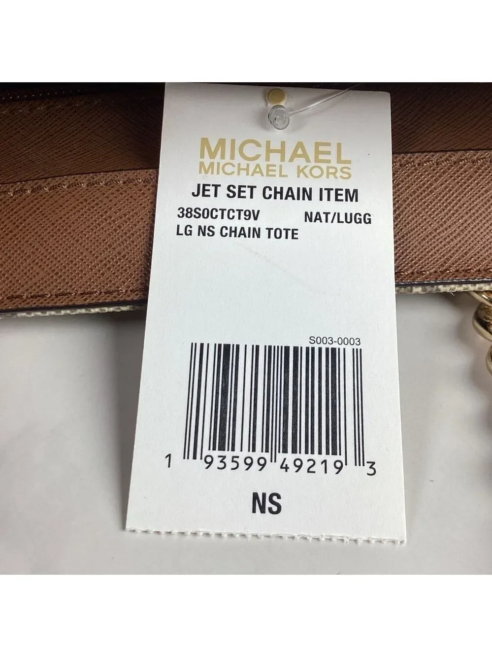 Michael‎ Kors Jet Set Chain Large work Tote Bag Brown tan signature laptop NWT